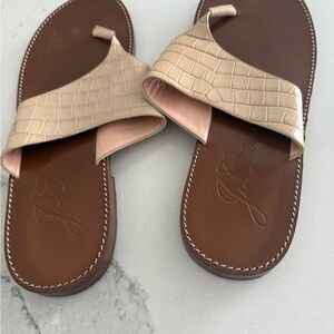 J. Crew Beige Croc-Embossed Sandals